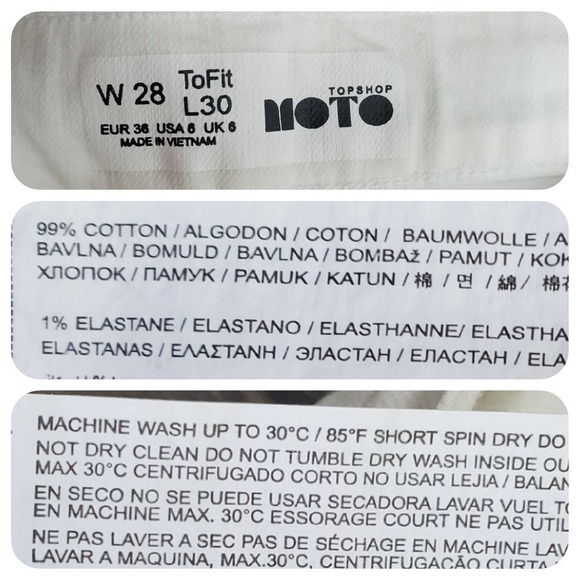 Top Shop Moto To Fit Whtie Distressed Raw Hem Zip Fly Pants Denim Jeans Sz 6 - Picture 11 of 11